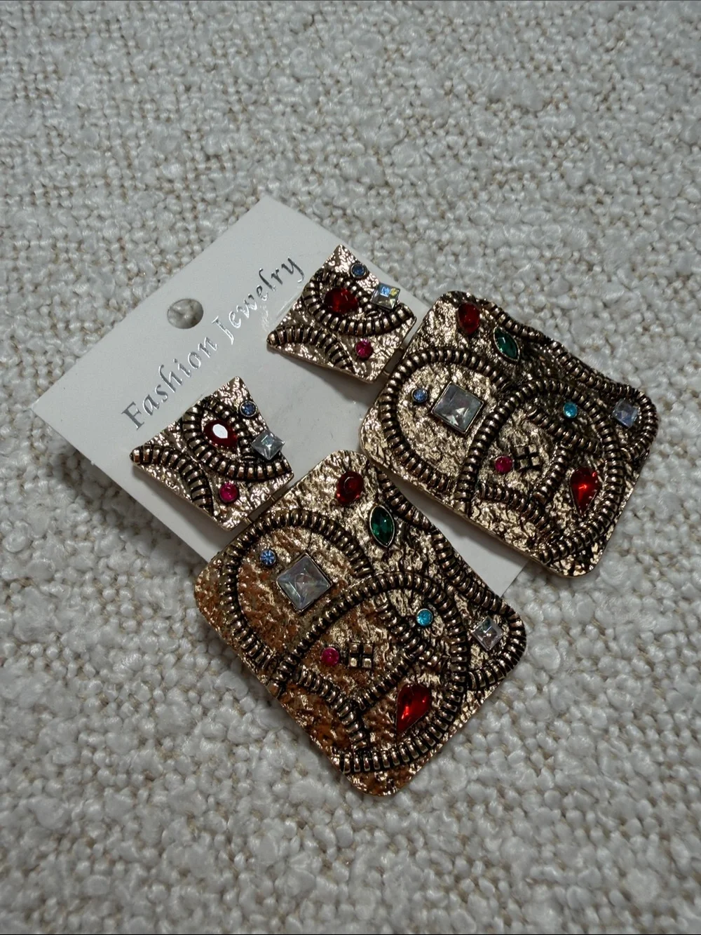 Fashion Jewelry Gold-Tone Multicolored Beaded Drop Earrings
